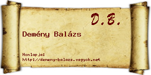 Demény Balázs névjegykártya