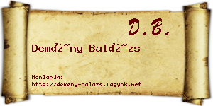 Demény Balázs névjegykártya